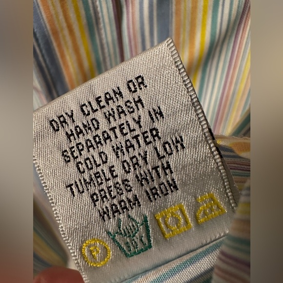 BUGATCHI UOMO XL Pastel Stripe Decorative Vertical Embroidery Spread Collar NICE - Picture 7 of 15